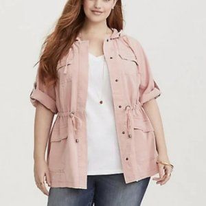 Torrid 1 Peach Tencel Lightweight Jacket hoodie Short Sleeves